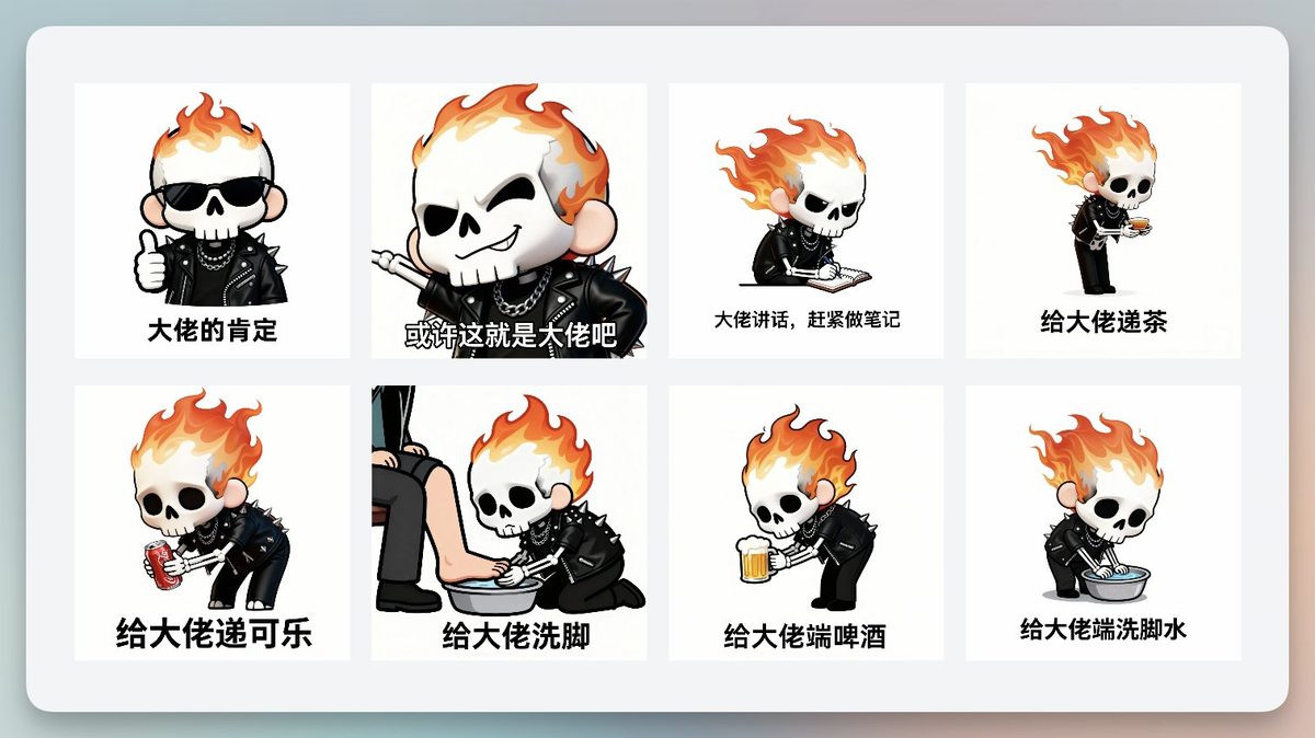 nano banana 表情包提示词：用自己的形象 + 一张姿势参考图，批量生成整套表情包